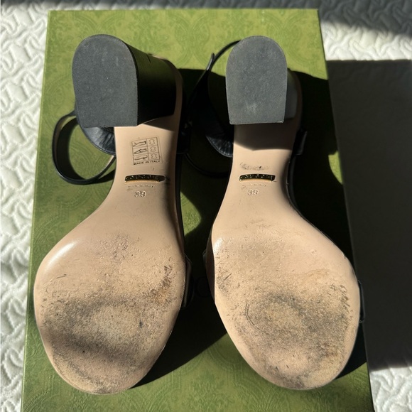 Gucci | Marmont Black Leather Sandals - 39 - Picture 5 of 8